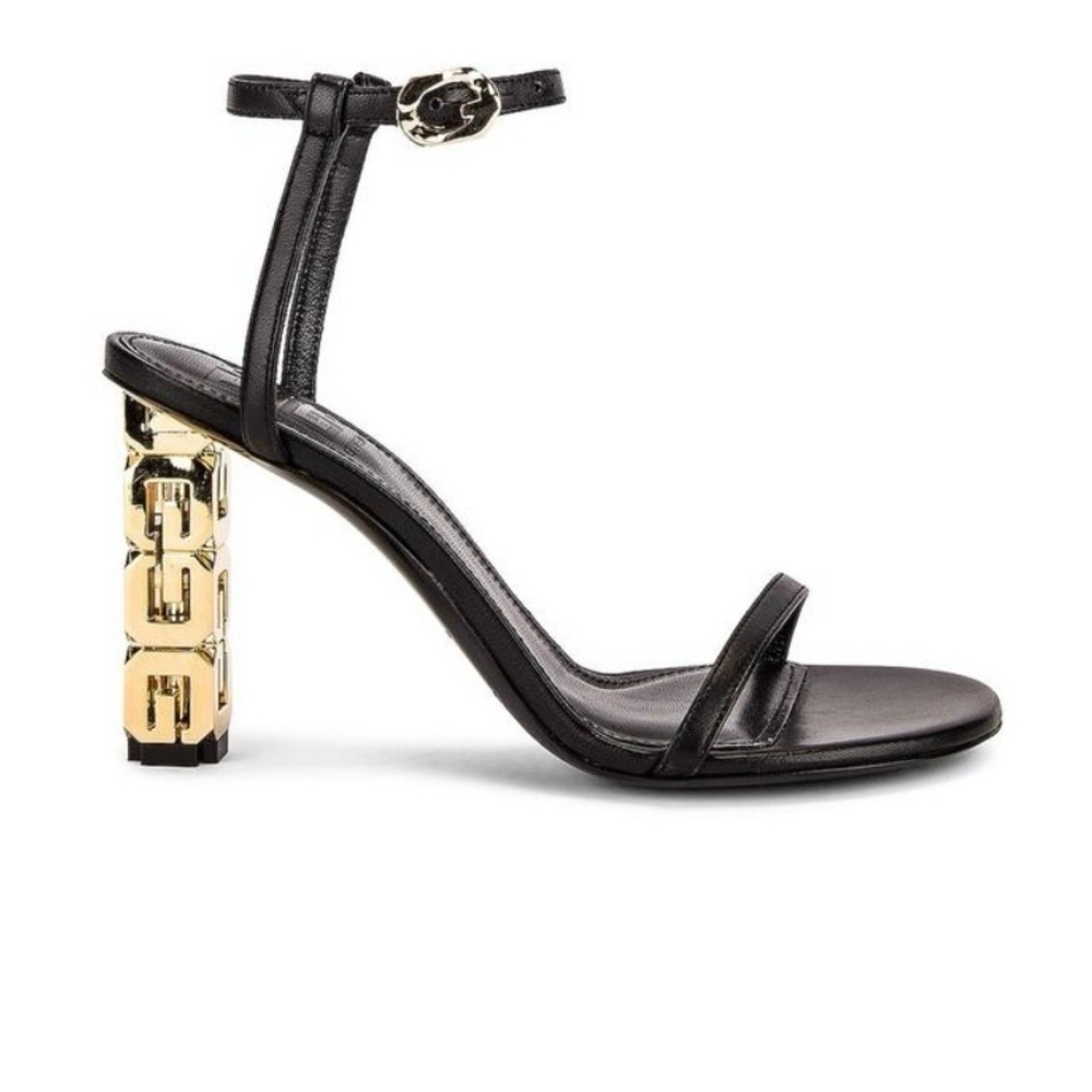 Givenchy Black Heels with Gold Geometric Heel